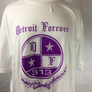 Detroit Forever 313 Purple and White Tee